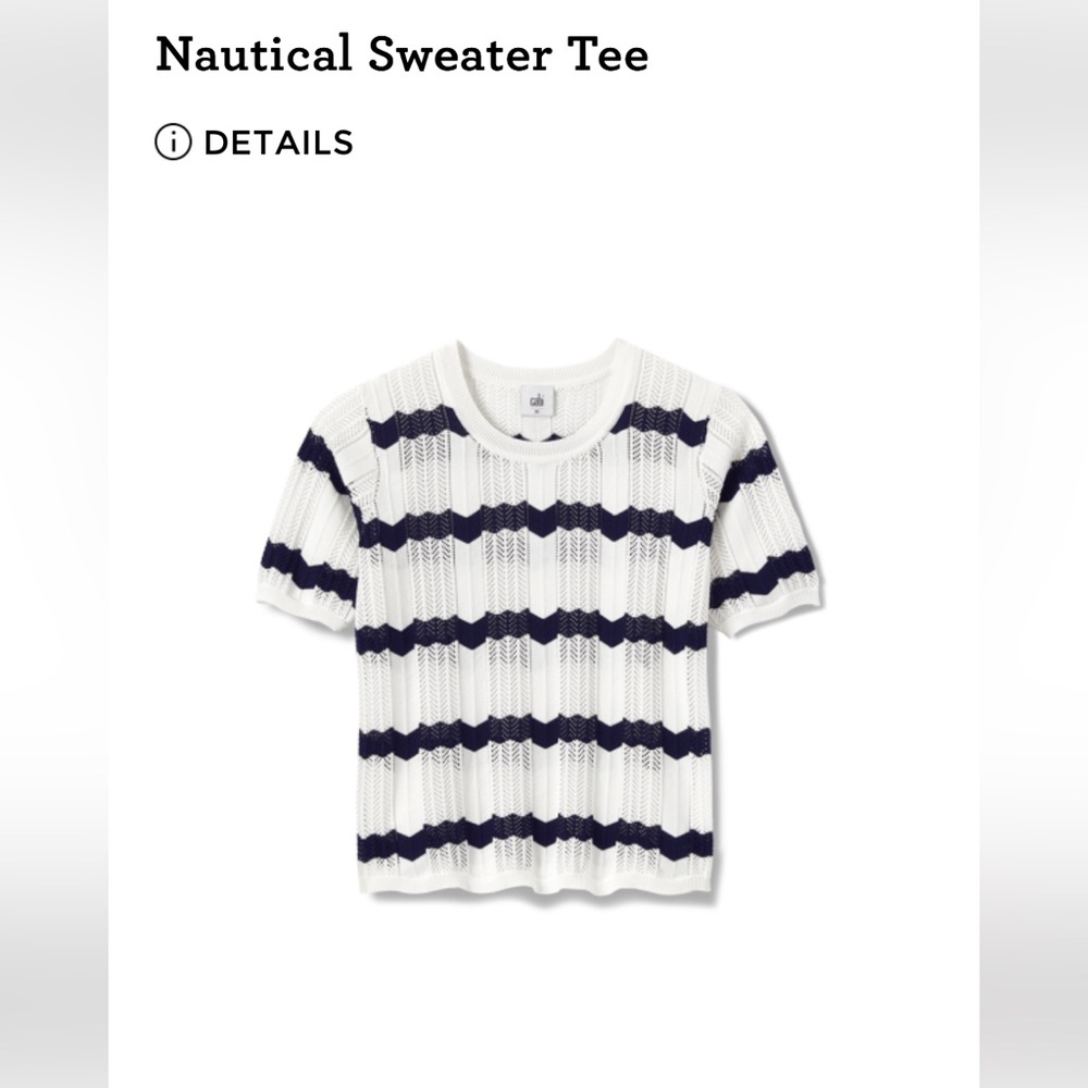 CAbi New In Bag!  “Nautical Sweater Tee”. Size Medium. #6455